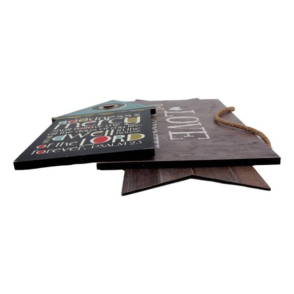 Decorative Hanging Wood Sign Lot Of 2 Love Like Crazy Psalm 23 Word Sayings New - Picture 2 of 6